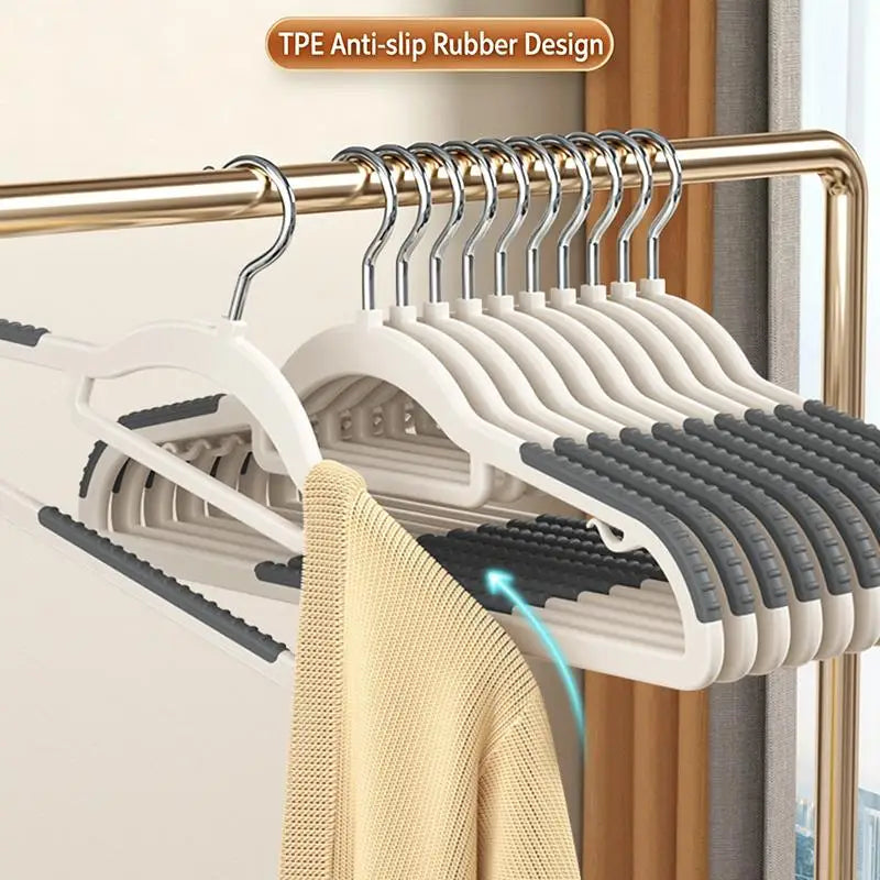 10 Piece Set Of Heavy-Duty Dry And Wet Hangers With Anti Slip Pads Saving Space
