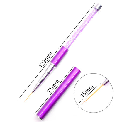 1PC Nails Art Brush Lines Stripe Flower Painting Drawing Pen Acrylic UV Gel Extension Grid Brush 3D Design Drawing Manicure Tool
