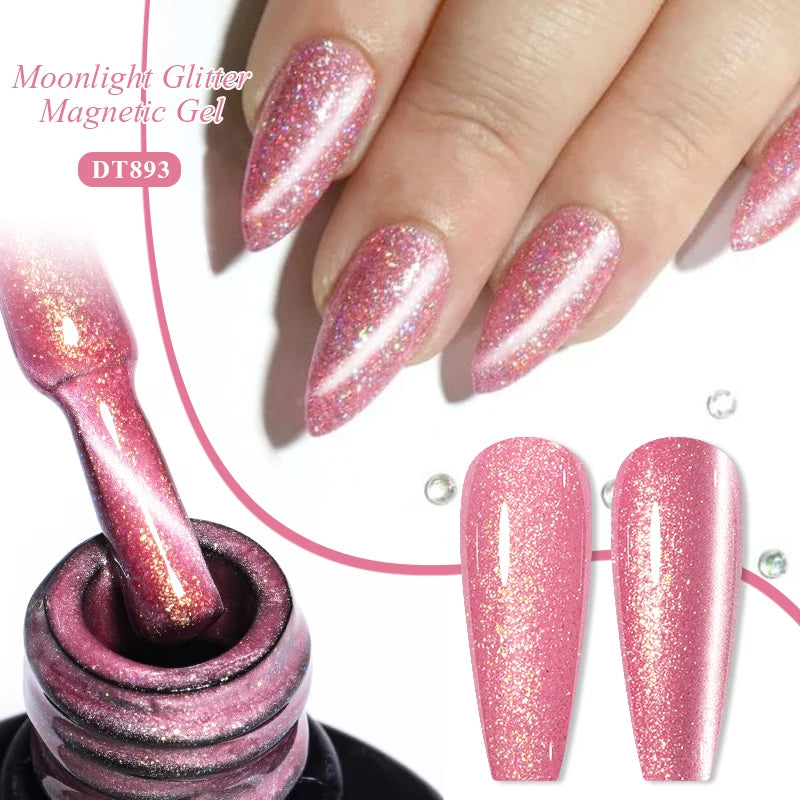 7ml Aurora Cat Magnetic Gel Nail Polish Blue Nails Sparkling Glitter Semi-Permanent Nail Art Soak Off UV Gel Varnish Manicure