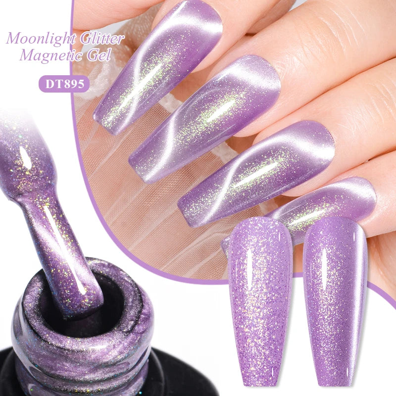 7ml Aurora Cat Magnetic Gel Nail Polish Blue Nails Sparkling Glitter Semi-Permanent Nail Art Soak Off UV Gel Varnish Manicure