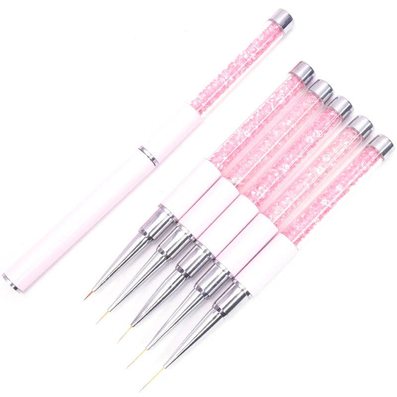 1PC Nails Art Brush Lines Stripe Flower Painting Drawing Pen Acrylic UV Gel Extension Grid Brush 3D Design Drawing Manicure Tool