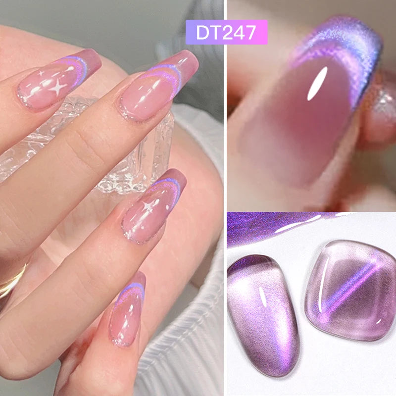 7ml Aurora Cat Magnetic Gel Nail Polish Blue Nails Sparkling Glitter Semi-Permanent Nail Art Soak Off UV Gel Varnish Manicure