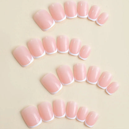 24 PCs Short French Minimalist Nails with 1 Jelly and 1 Nail File