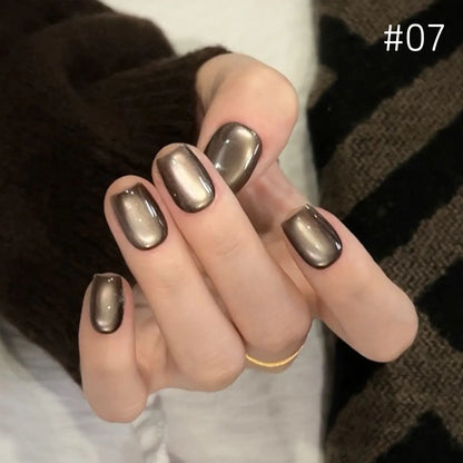 MIANEL 10ml Winter Nails Sea Sunset Golden Light Cat Eye Gel Nail Polish Satin Glass Beads Nail Polish Black Nails 1-10pcs