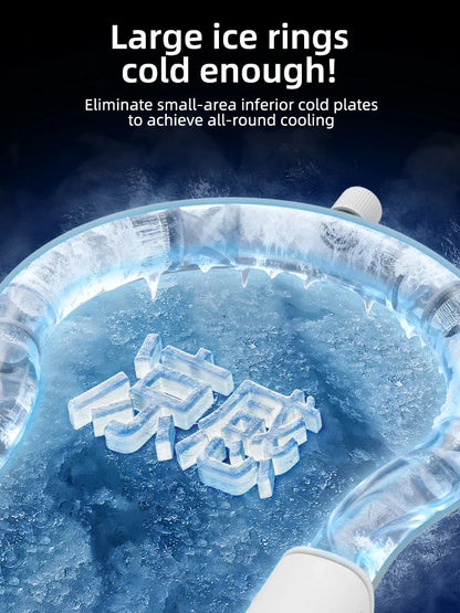 Detachable Ice-Cool Neck Fan, 360° Cooling with Freezable Ice Ring , 3 Speeds, Large Battery, Hands-Free for Outdoor, Commuting