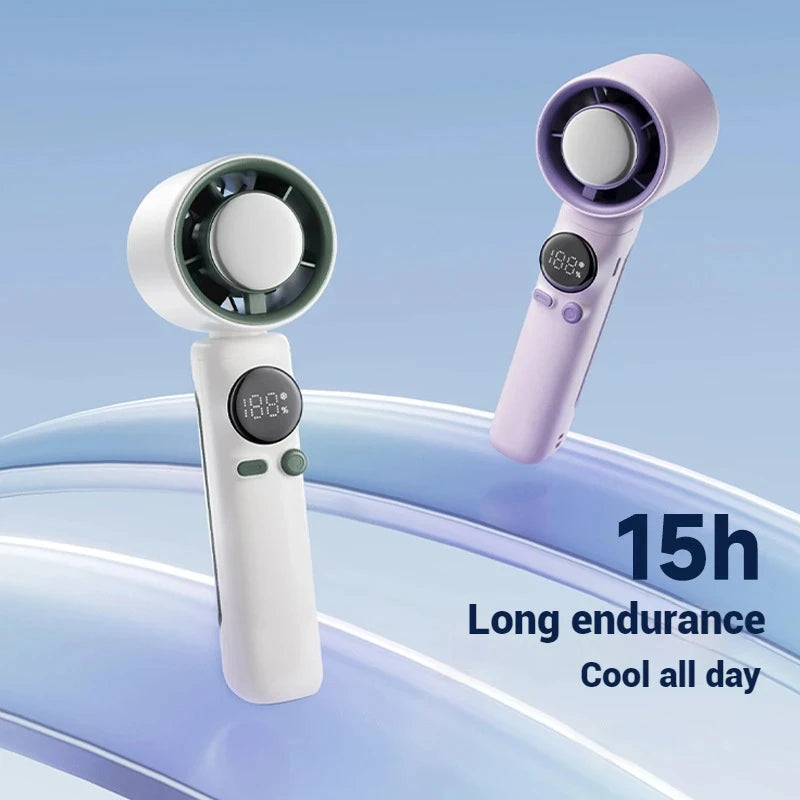 Iceable Electric Fan Portable Handheld Fan with Ice Cooler Adjustable Speed Fan USB Rechargeable Fan for Outdoor Camping Office