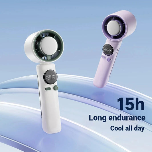 Iceable Electric Fan Portable Handheld Fan with Ice Cooler Adjustable Speed Fan USB Rechargeable Fan for Outdoor Camping Office