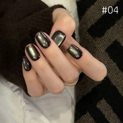 MIANEL 10ml Winter Nails Sea Sunset Golden Light Cat Eye Gel Nail Polish Satin Glass Beads Nail Polish Black Nails 1-10pcs