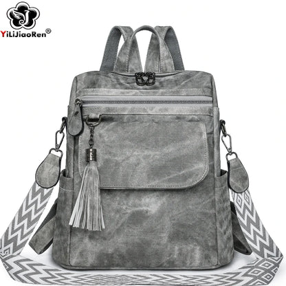 Ladies Daypacks Fashion Backpacks Women Big Travel Bagpack Large School Bags for Girls Solid Color Leather Rucksacks Female