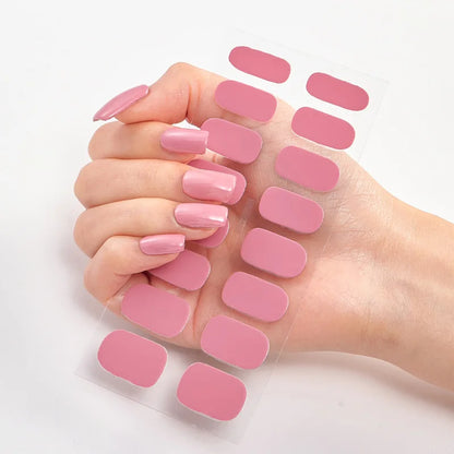 16p solid color stickers nail art supplies European and American simple decals oil film decals press on nails stickers designer