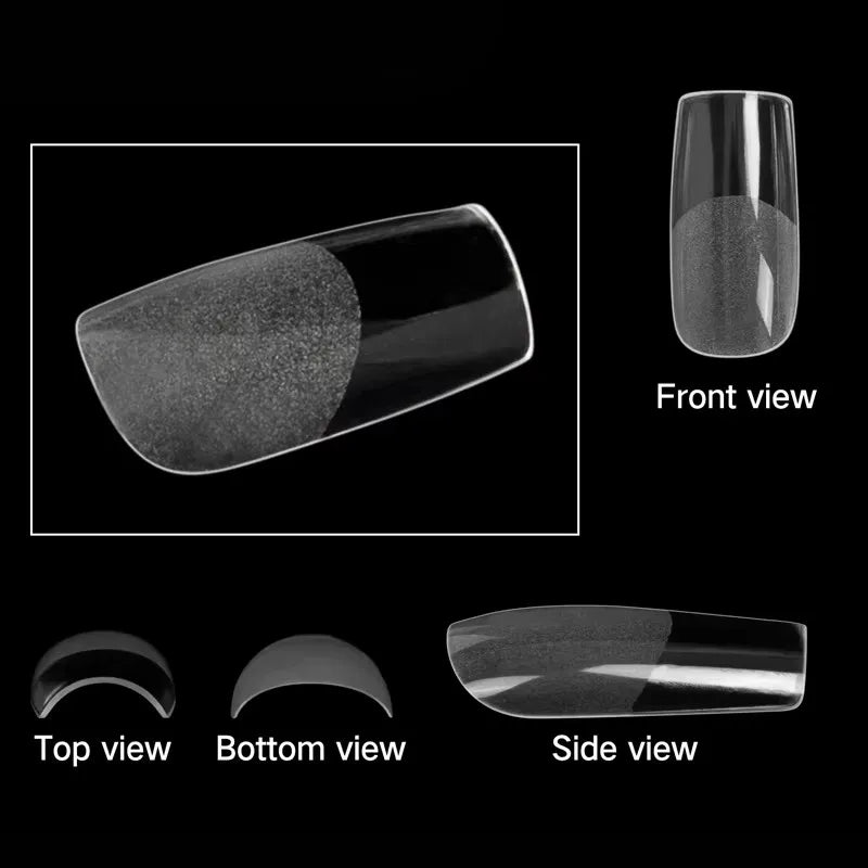 600 Square Nail Tips Artificial Full Cover Nail Tips Soft Transparent Gel Nail Tips 12 Sizes of Acrylic Square Press-On Nails