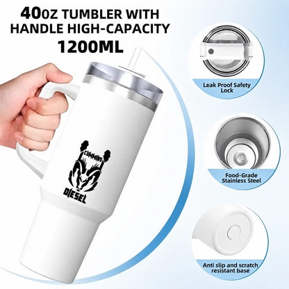 Powered by Cummins Vacuum Flasks 40oz Stainless Steel Insulated Tumbler with Handle Straw