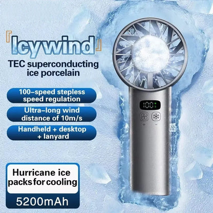 TINSOL Ice-cooling high-speed handheld fan portable mini fan, suitable for travel, camping, and outdoors