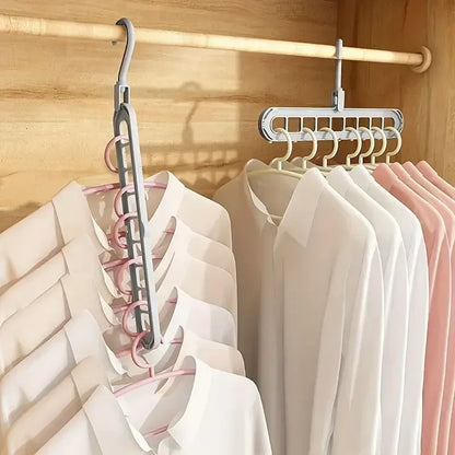 1/5pcs - 9-hole Clothes hanger Space Saving Hanger multi-function folding magic hangers drying Racks Scarf clothes Storage