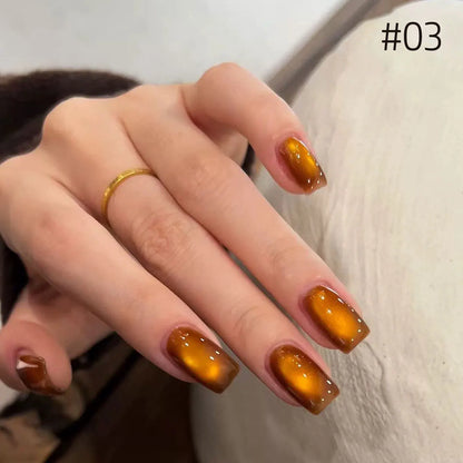 MIANEL 10ml Winter Nails Sea Sunset Golden Light Cat Eye Gel Nail Polish Satin Glass Beads Nail Polish Black Nails 1-10pcs
