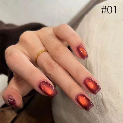 MIANEL 10ml Winter Nails Sea Sunset Golden Light Cat Eye Gel Nail Polish Satin Glass Beads Nail Polish Black Nails 1-10pcs