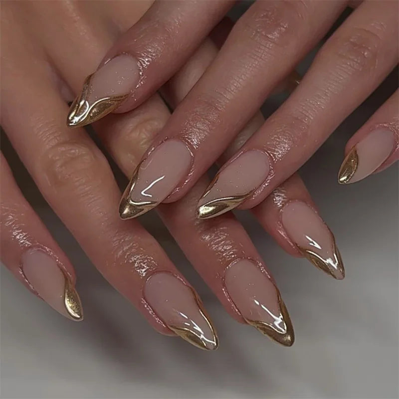 French Fake Nails Red Five-pointed Star False Nails Full Cover Press on Nail Tips y2k Nail Art Almond Artificial Nail Patches