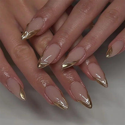 French Fake Nails Red Five-pointed Star False Nails Full Cover Press on Nail Tips y2k Nail Art Almond Artificial Nail Patches