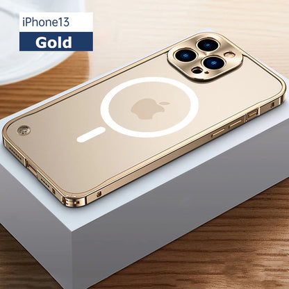 Metal Phone Cases For IPhone 17 Pro 12 13 14 Pro Max Cover Magnetic Aluminum Frame Phone Shell For Iphone 15 12 Mini 13 Pro Max