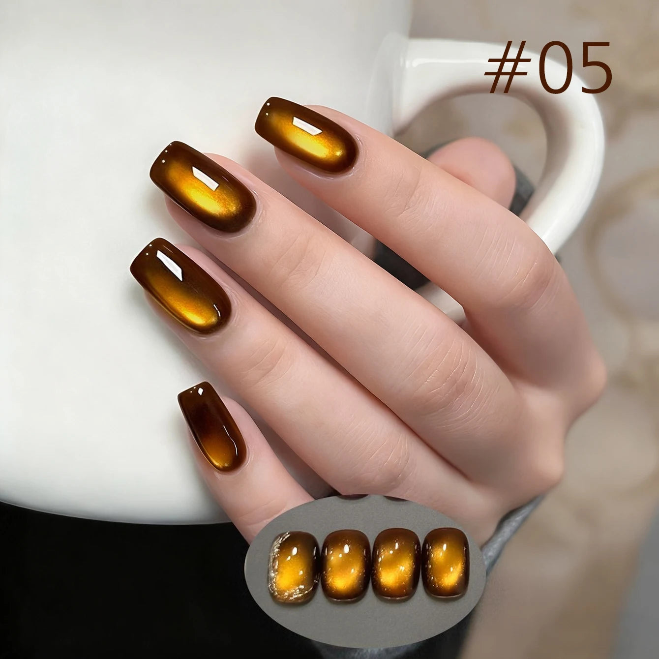 MIANEL 10ml Winter Nails Sea Sunset Golden Light Cat Eye Gel Nail Polish Satin Glass Beads Nail Polish Black Nails 1-10pcs