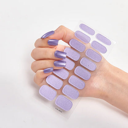 16p solid color stickers nail art supplies European and American simple decals oil film decals press on nails stickers designer