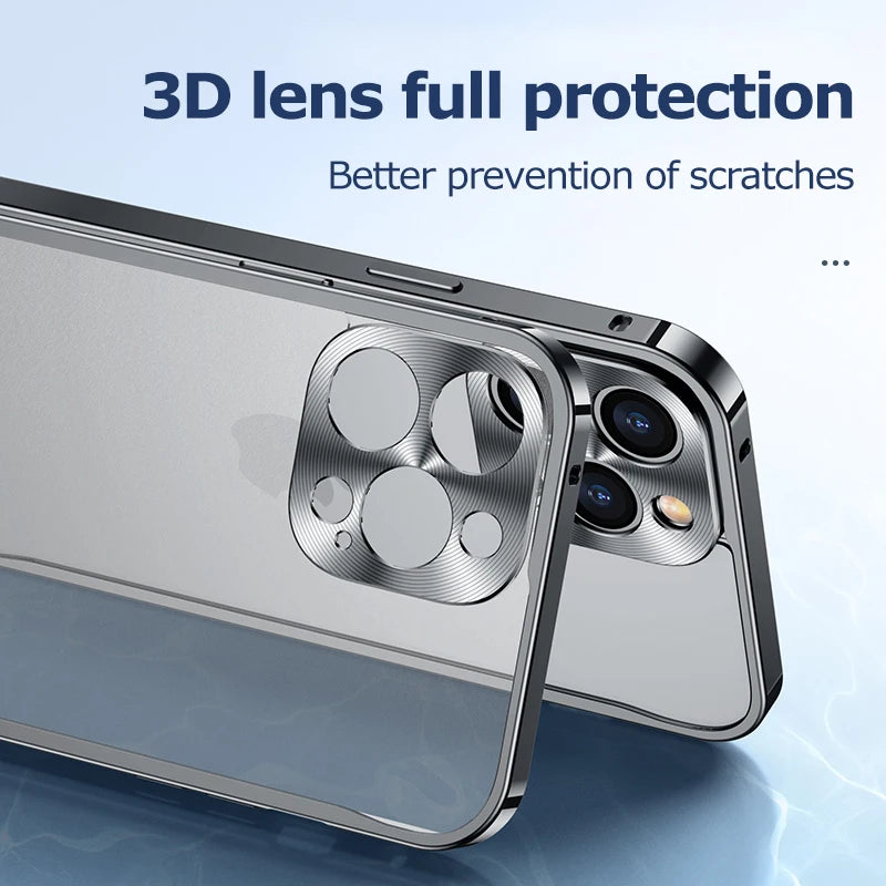 Metal Phone Cases For IPhone 17 Pro 12 13 14 Pro Max Cover Magnetic Aluminum Frame Phone Shell For Iphone 15 12 Mini 13 Pro Max