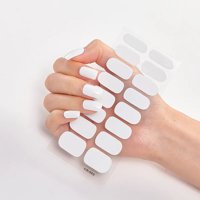 16p solid color stickers nail art supplies European and American simple decals oil film decals press on nails stickers designer