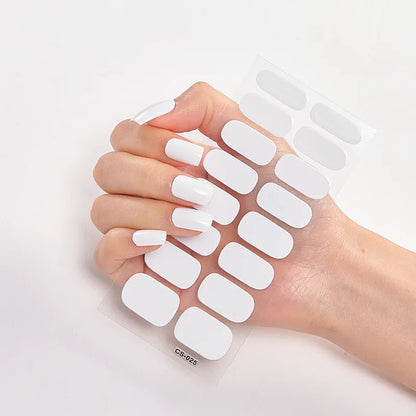 16p solid color stickers nail art supplies European and American simple decals oil film decals press on nails stickers designer