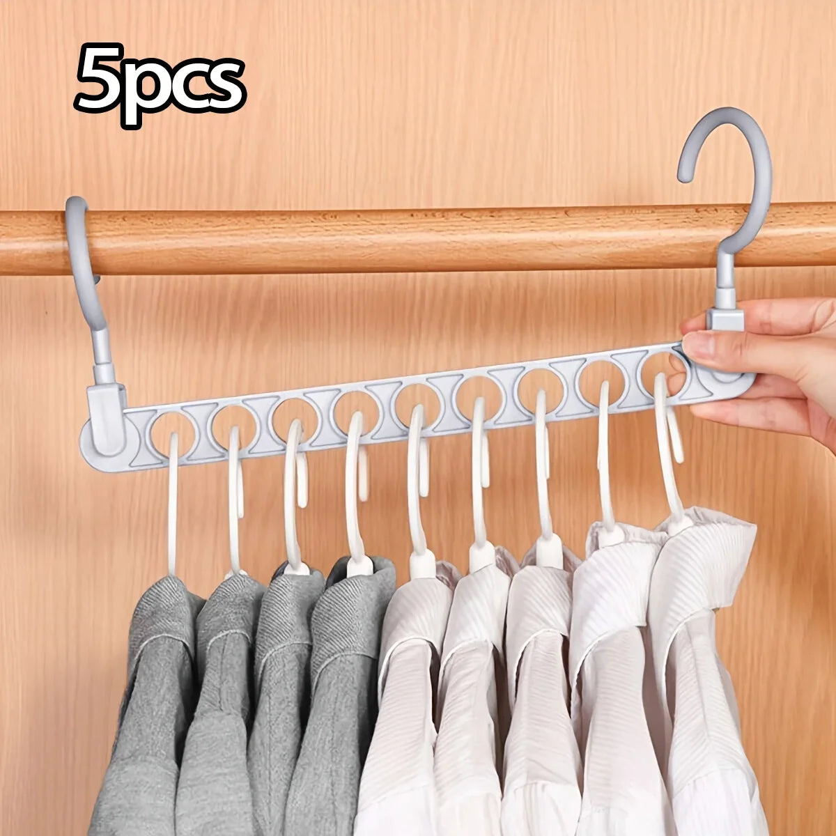 1/5pcs - 9-hole Clothes hanger Space Saving Hanger multi-function folding magic hangers drying Racks Scarf clothes Storage