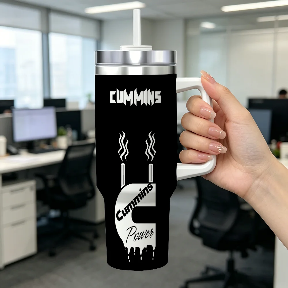 Powered by Cummins Vacuum Flasks 40oz Stainless Steel Insulated Tumbler with Handle Straw