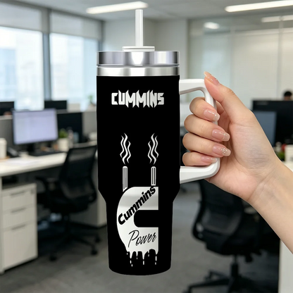 Powered by Cummins Vacuum Flasks 40oz Stainless Steel Insulated Tumbler with Handle Straw