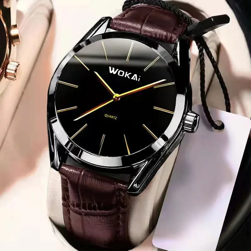 2025 Mens Watch Chronograph Moon Phase Pattern Luminous Top Luxury Sport Male Wristwatch Leather Men Quartz Watches Casual Clock