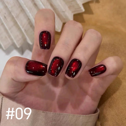 MIANEL 10ml Winter Nails Sea Sunset Golden Light Cat Eye Gel Nail Polish Satin Glass Beads Nail Polish Black Nails 1-10pcs