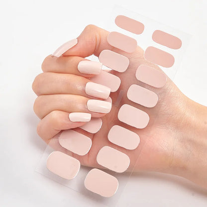 16p solid color stickers nail art supplies European and American simple decals oil film decals press on nails stickers designer