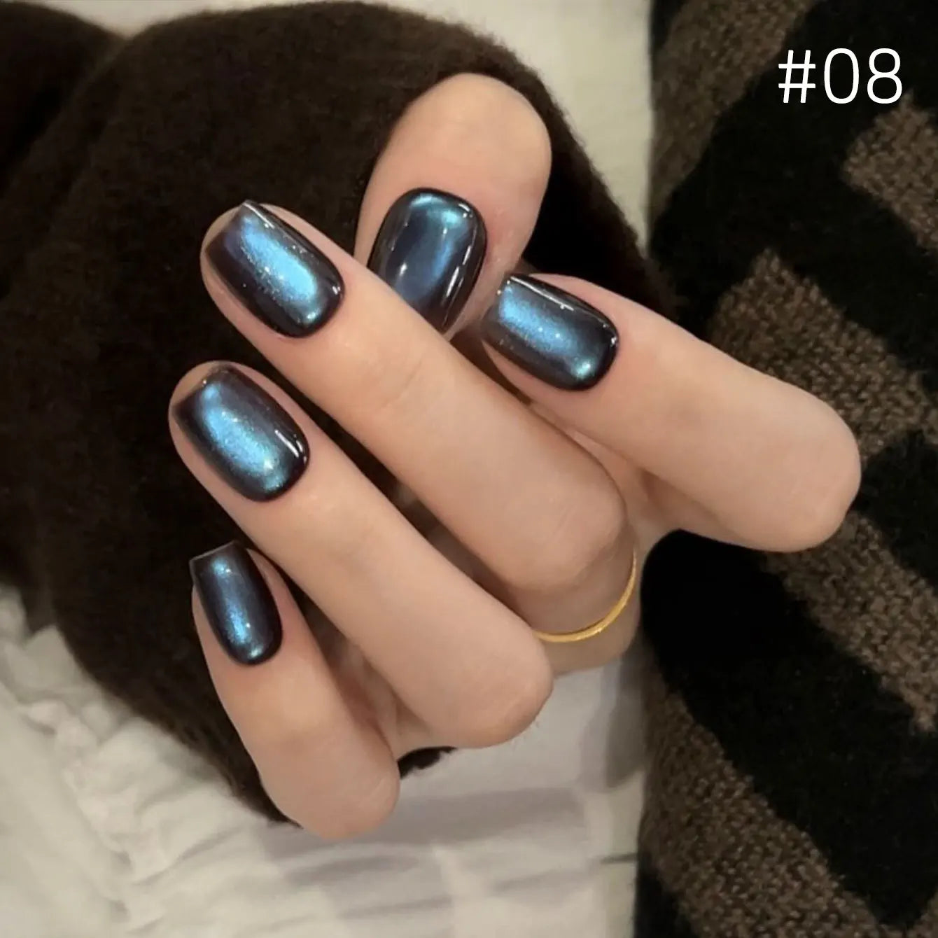 MIANEL 10ml Winter Nails Sea Sunset Golden Light Cat Eye Gel Nail Polish Satin Glass Beads Nail Polish Black Nails 1-10pcs
