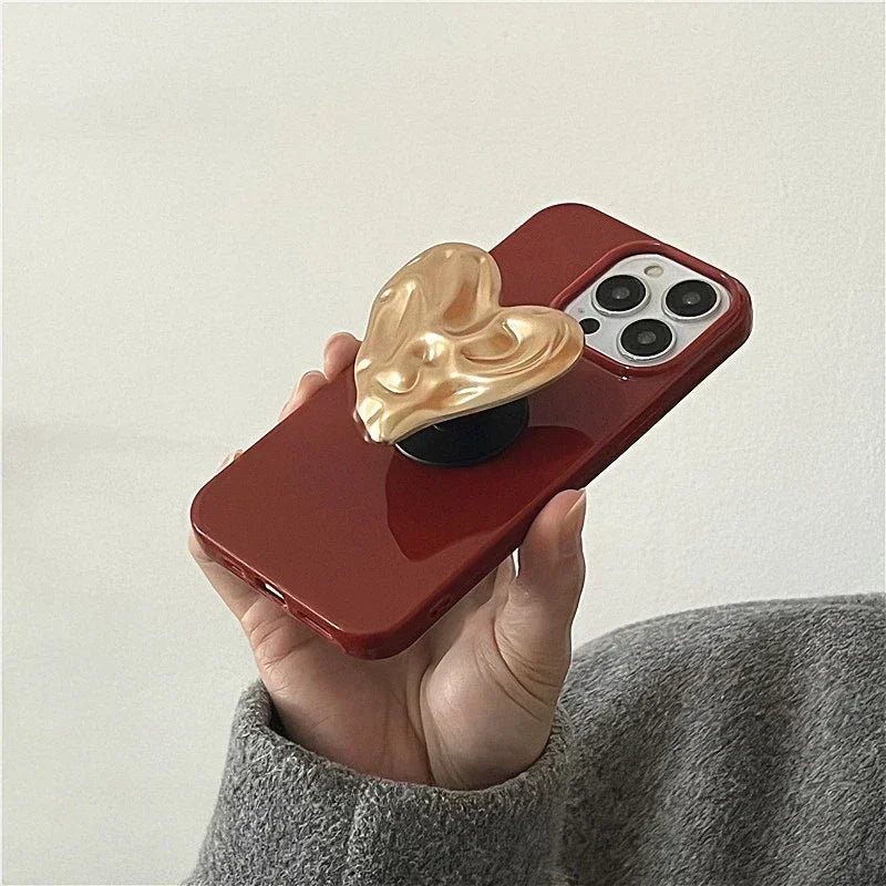 with Heart Holder Red Phone Cases with Holder For iPhone 16 Case 15 Pro Max 14 Plus 13 12 11 Griptok Case with Grip Socket