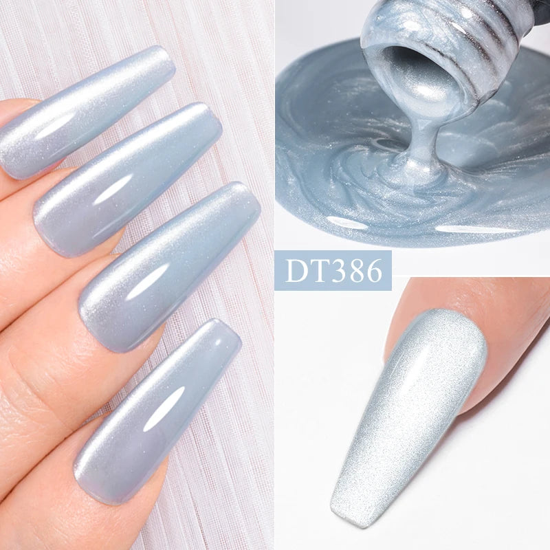 7ml Aurora Cat Magnetic Gel Nail Polish Blue Nails Sparkling Glitter Semi-Permanent Nail Art Soak Off UV Gel Varnish Manicure
