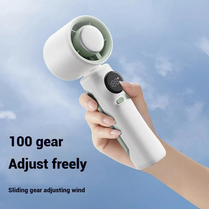 Iceable Electric Fan Portable Handheld Fan with Ice Cooler Adjustable Speed Fan USB Rechargeable Fan for Outdoor Camping Office