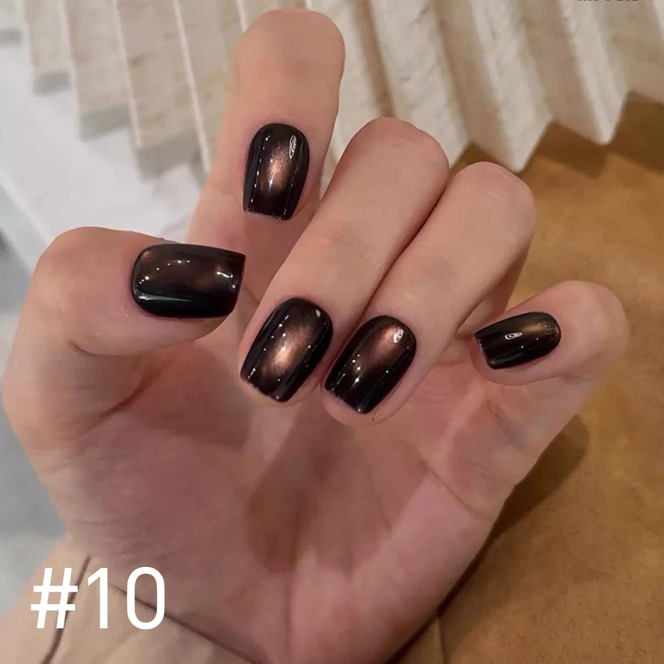 MIANEL 10ml Winter Nails Sea Sunset Golden Light Cat Eye Gel Nail Polish Satin Glass Beads Nail Polish Black Nails 1-10pcs