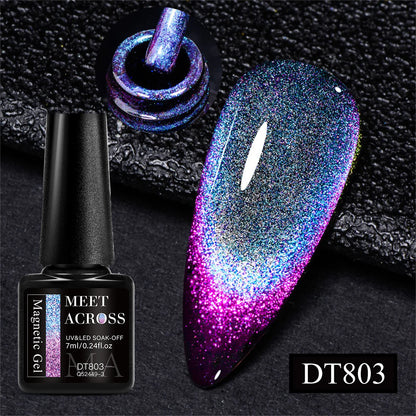 7ml Aurora Cat Magnetic Gel Nail Polish Blue Nails Sparkling Glitter Semi-Permanent Nail Art Soak Off UV Gel Varnish Manicure