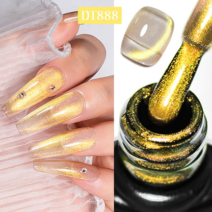 7ml Aurora Cat Magnetic Gel Nail Polish Blue Nails Sparkling Glitter Semi-Permanent Nail Art Soak Off UV Gel Varnish Manicure