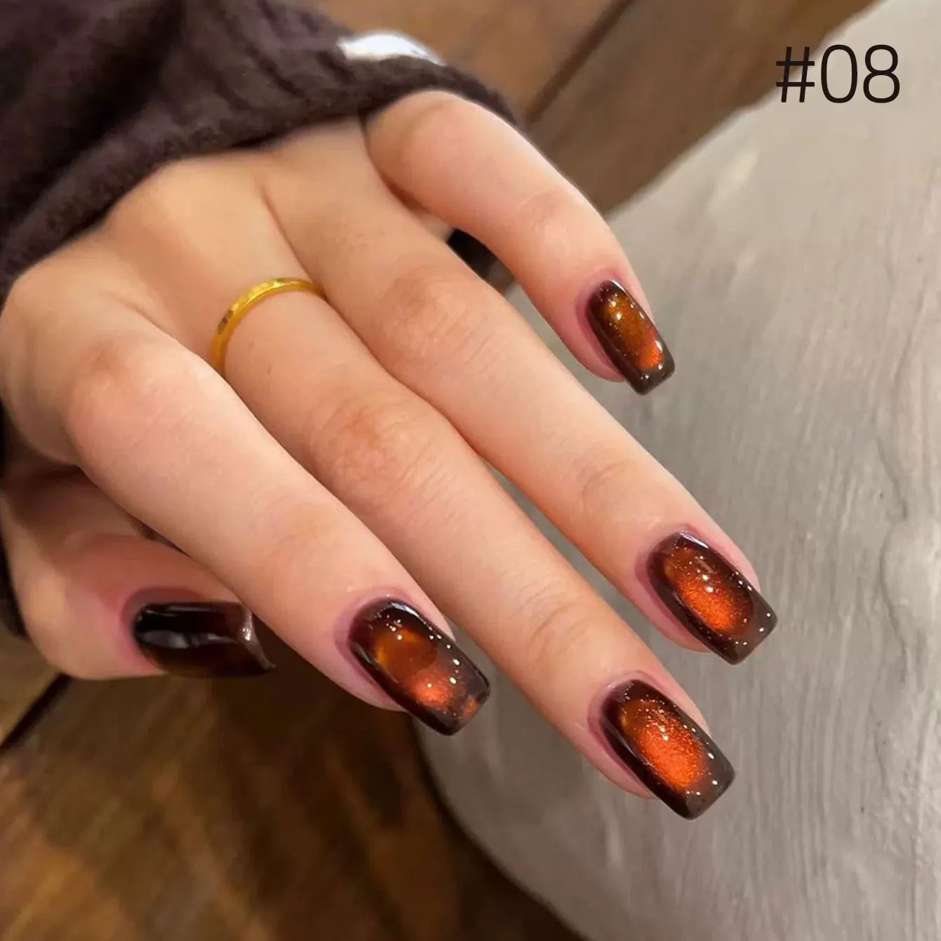 MIANEL 10ml Winter Nails Sea Sunset Golden Light Cat Eye Gel Nail Polish Satin Glass Beads Nail Polish Black Nails 1-10pcs