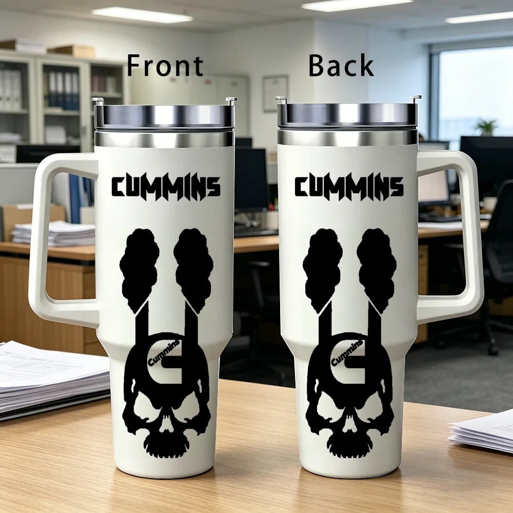 Powered by Cummins Vacuum Flasks 40oz Stainless Steel Insulated Tumbler with Handle Straw