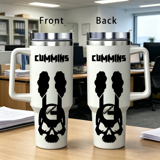 Powered by Cummins Vacuum Flasks 40oz Stainless Steel Insulated Tumbler with Handle Straw