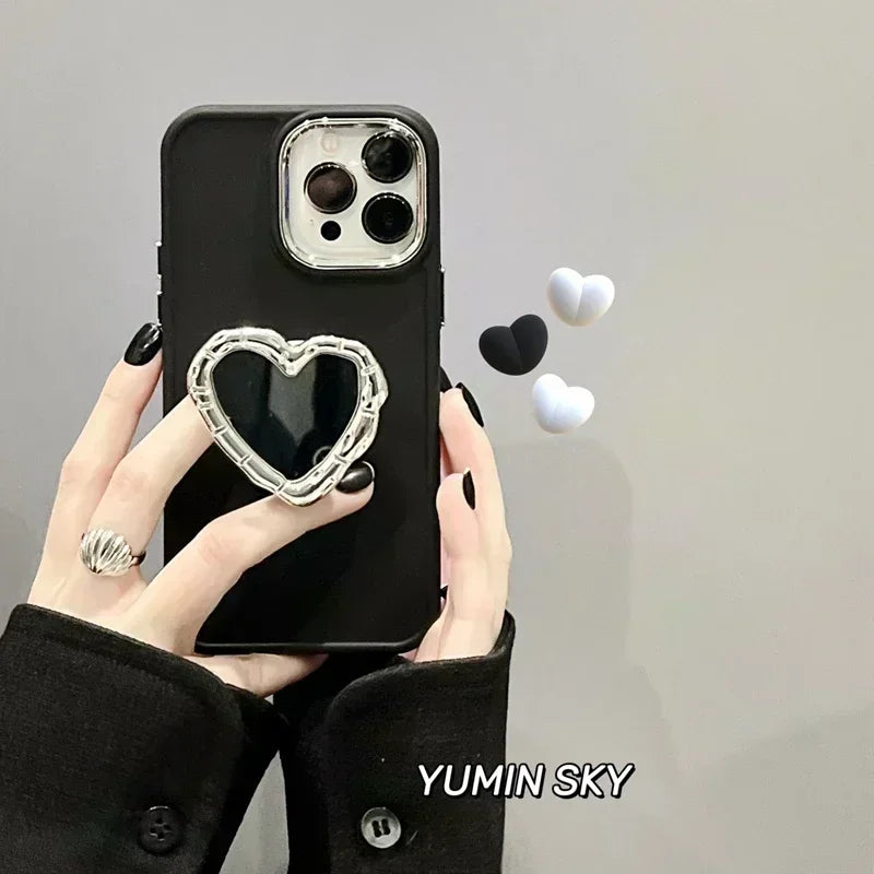 with Heart Holder Red Phone Cases with Holder For iPhone 16 Case 15 Pro Max 14 Plus 13 12 11 Griptok Case with Grip Socket