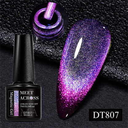 7ml Aurora Cat Magnetic Gel Nail Polish Blue Nails Sparkling Glitter Semi-Permanent Nail Art Soak Off UV Gel Varnish Manicure