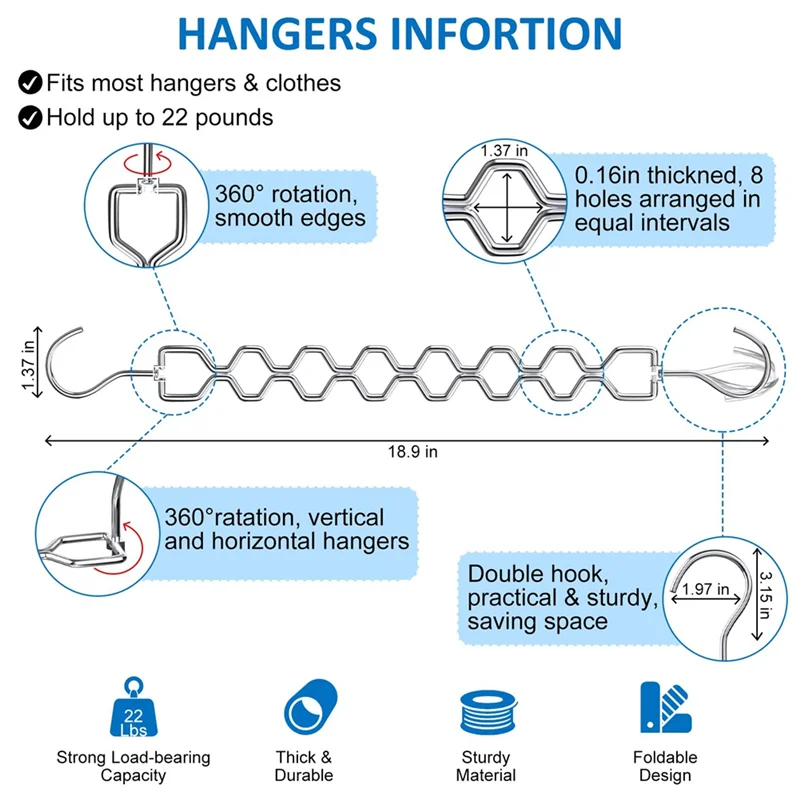 SOFT-6 Pack Heavy Duty Space Saving Hangers For Clothes With 30Lbs Capacity Magic For Clothes Space Saver And 360° Swivel Hook
