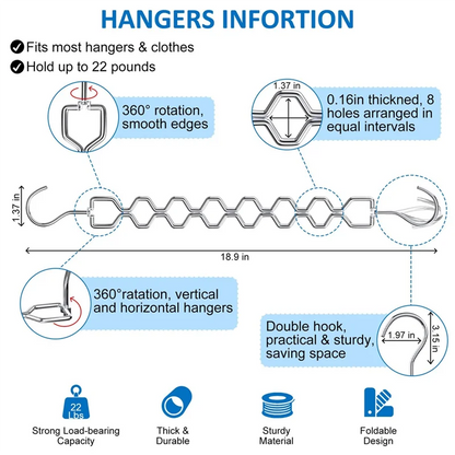 SOFT-6 Pack Heavy Duty Space Saving Hangers For Clothes With 30Lbs Capacity Magic For Clothes Space Saver And 360° Swivel Hook