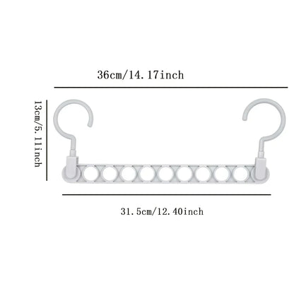 1/5pcs - 9-hole Clothes hanger Space Saving Hanger multi-function folding magic hangers drying Racks Scarf clothes Storage