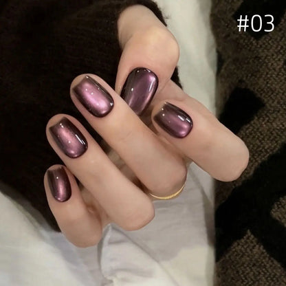 MIANEL 10ml Winter Nails Sea Sunset Golden Light Cat Eye Gel Nail Polish Satin Glass Beads Nail Polish Black Nails 1-10pcs